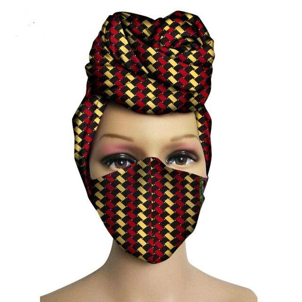 New 2 Pieces Set African Head Wrap Turban