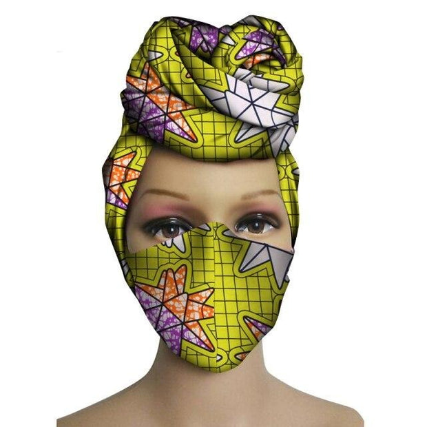 New 2 Pieces Set African Head Wrap Turban
