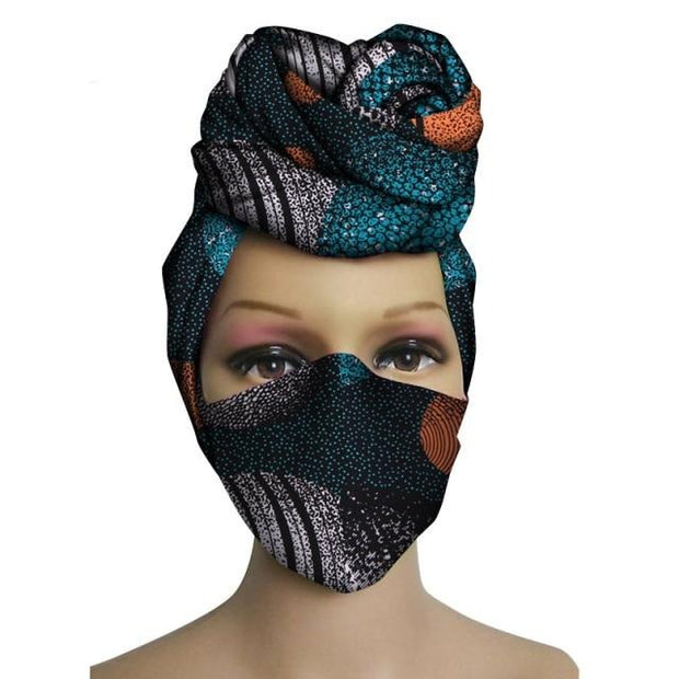 New 2 Pieces Set African Head Wrap Turban