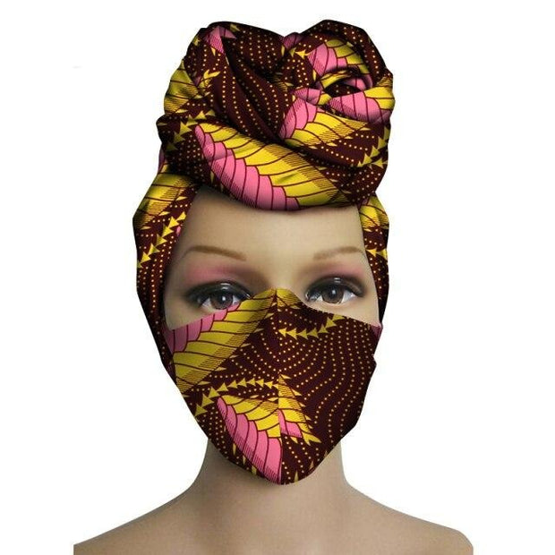 New 2 Pieces Set African Head Wrap Turban