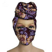 New 2 Pieces Set African Head Wrap Turban