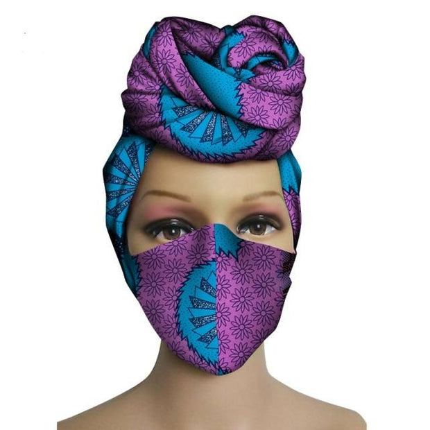 New 2 Pieces Set African Head Wrap Turban