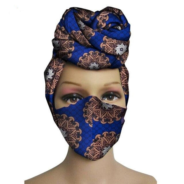 New 2 Pieces Set African Head Wrap Turban