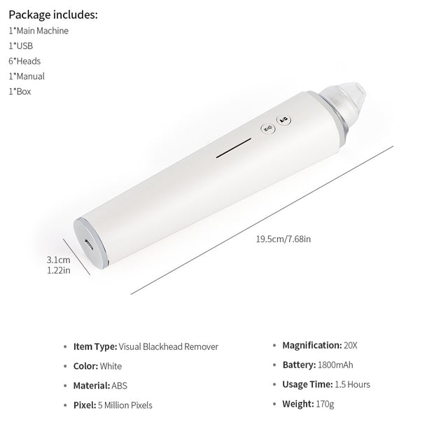 Visual Blackhead Vacuum Suction with Microscope Camera