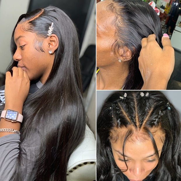 Bone Straight Lace Front HD Human Hair Wigs