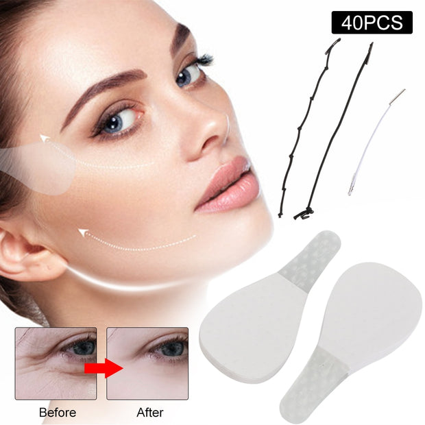 40Pcs/Set Face Lift Stickers V-Shape Adhesive Tape