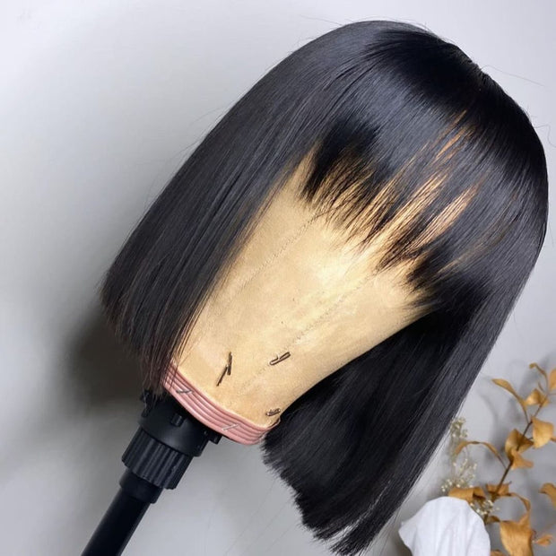 Remy Straight Wig With Bangs