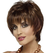 Synthetic Short Wig with Bangs Mixed Gray