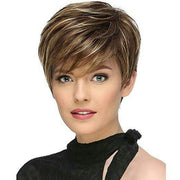 Synthetic Short Wig with Bangs Mixed Gray