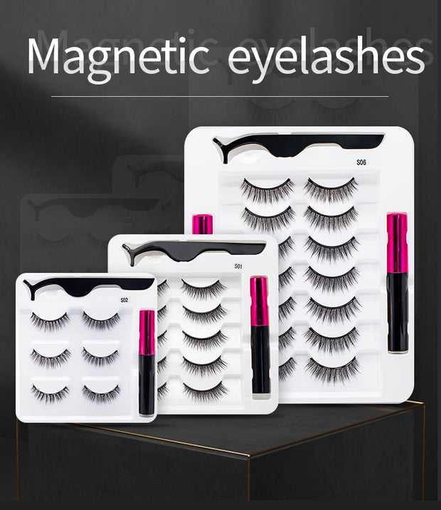 Magnetic Eyelashes, Waterproof Liquid Eyeliner With Tweezer Makeup Set