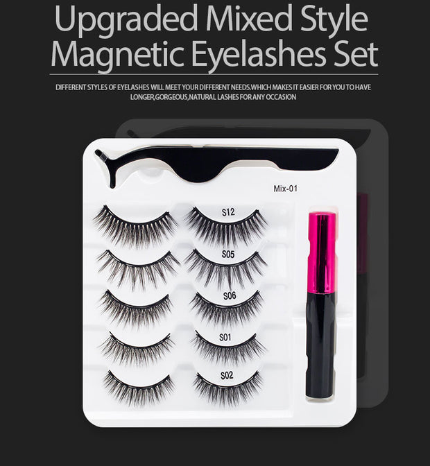 Magnetic Eyelashes, Waterproof Liquid Eyeliner With Tweezer Makeup Set