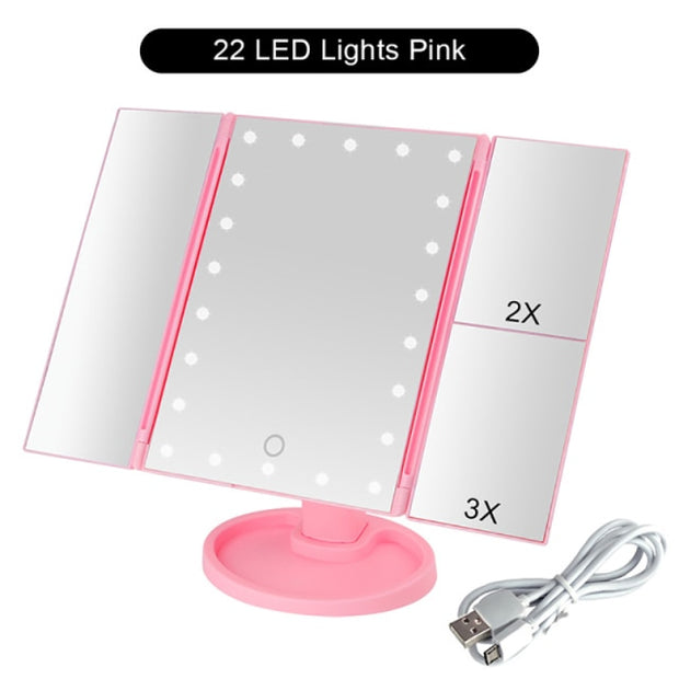 Magnifying 3 Folding LED Makeup Mirror