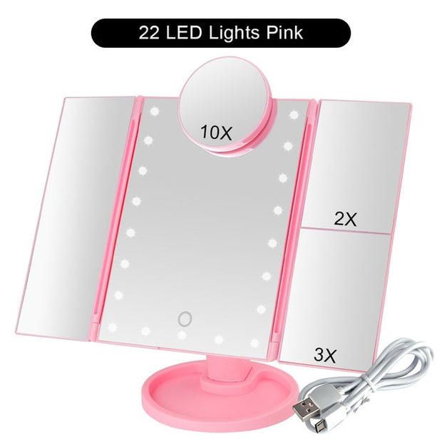 Magnifying 3 Folding LED Makeup Mirror