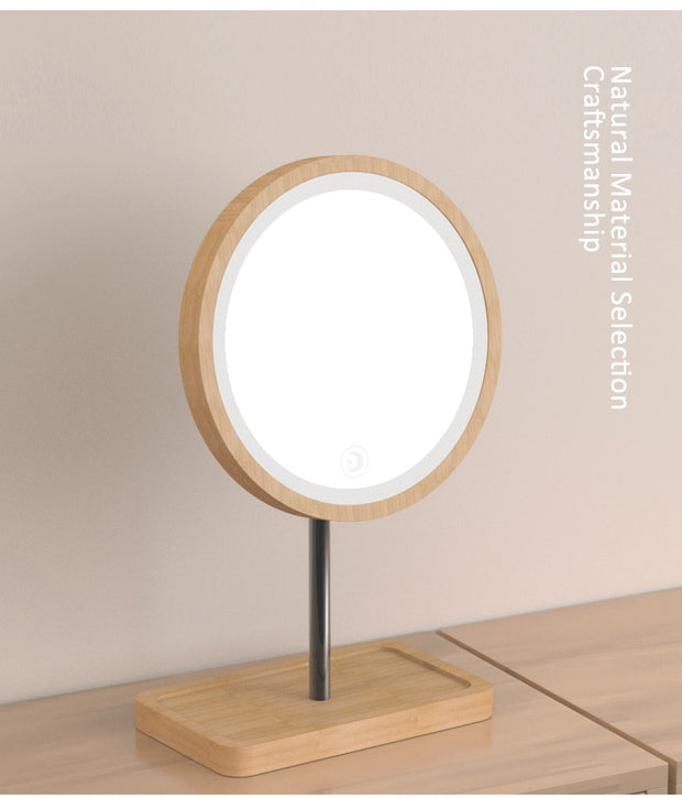 Wooden Desktop LED Makeup Mirror