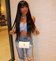 Straight Hair With Bangs Fringe Human Hair Wig
