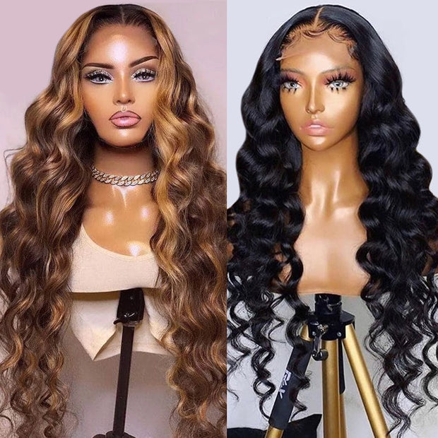 Natural/Highlight Loose Deep Wave Wig
