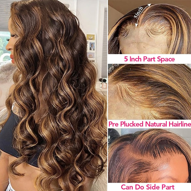 Natural/Highlight Loose Deep Wave Wig