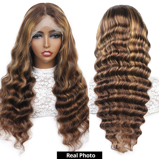 Natural/Highlight Loose Deep Wave Wig