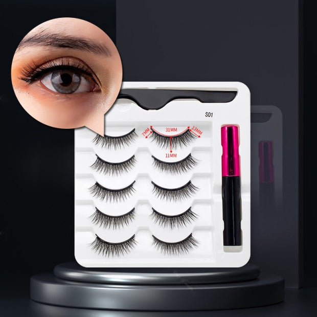 Magnetic Eyelashes, Waterproof Liquid Eyeliner With Tweezer Makeup Set
