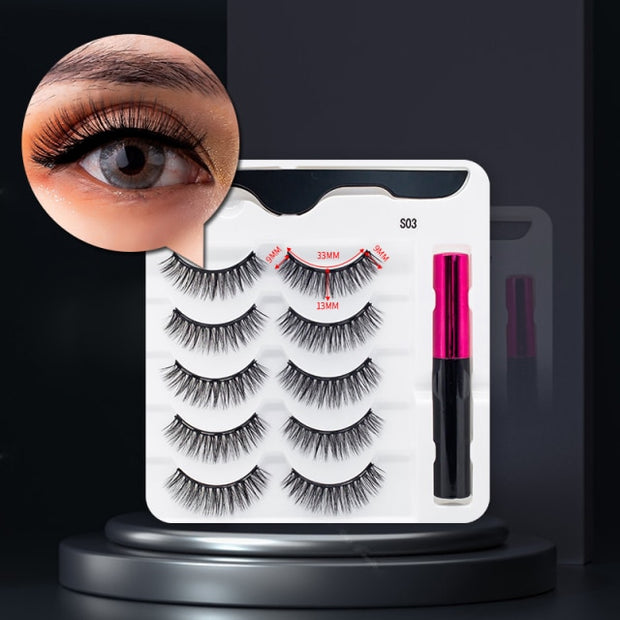 Magnetic Eyelashes, Waterproof Liquid Eyeliner With Tweezer Makeup Set