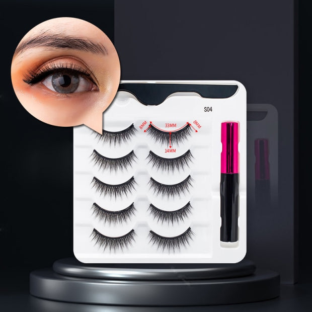 Magnetic Eyelashes, Waterproof Liquid Eyeliner With Tweezer Makeup Set