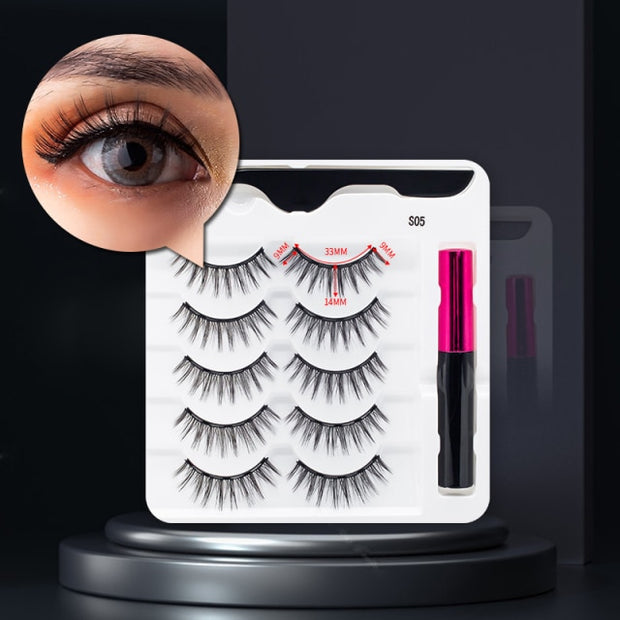 Magnetic Eyelashes, Waterproof Liquid Eyeliner With Tweezer Makeup Set