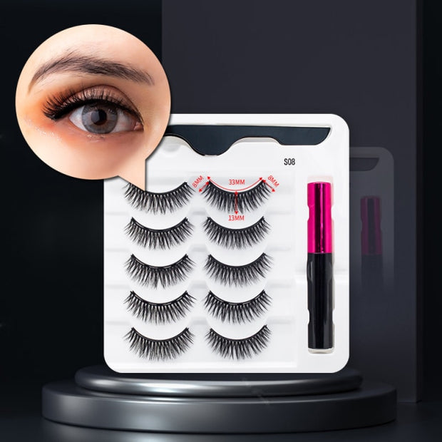 Magnetic Eyelashes, Waterproof Liquid Eyeliner With Tweezer Makeup Set