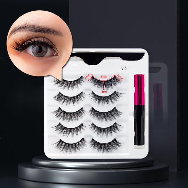 Magnetic Eyelashes, Waterproof Liquid Eyeliner With Tweezer Makeup Set