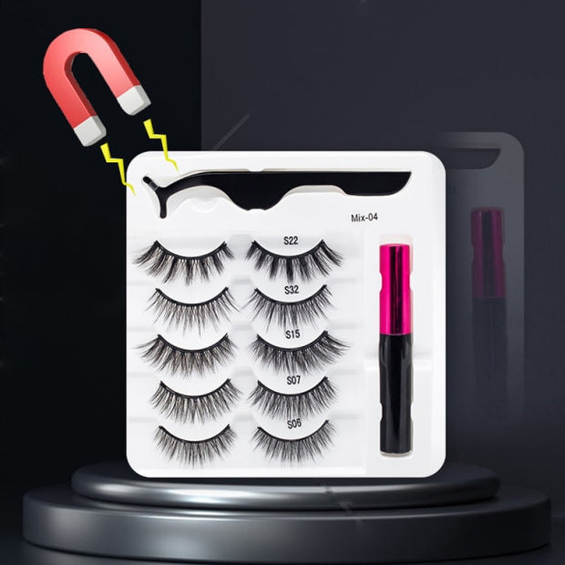 Magnetic Eyelashes, Waterproof Liquid Eyeliner With Tweezer Makeup Set