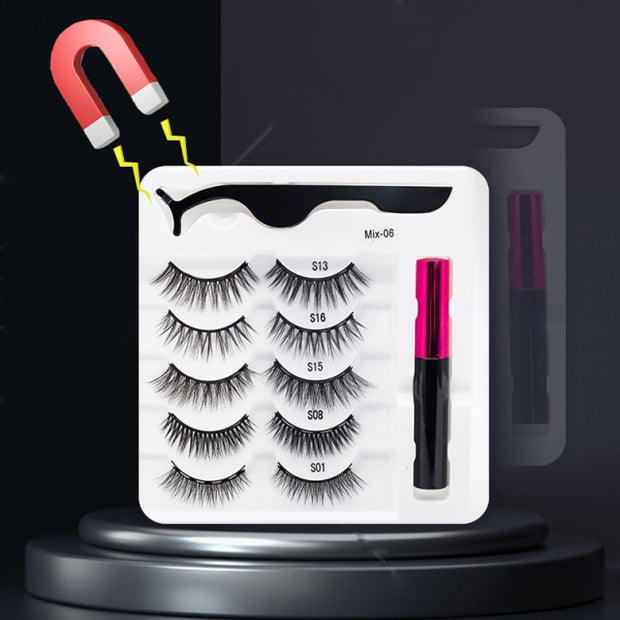 Magnetic Eyelashes, Waterproof Liquid Eyeliner With Tweezer Makeup Set