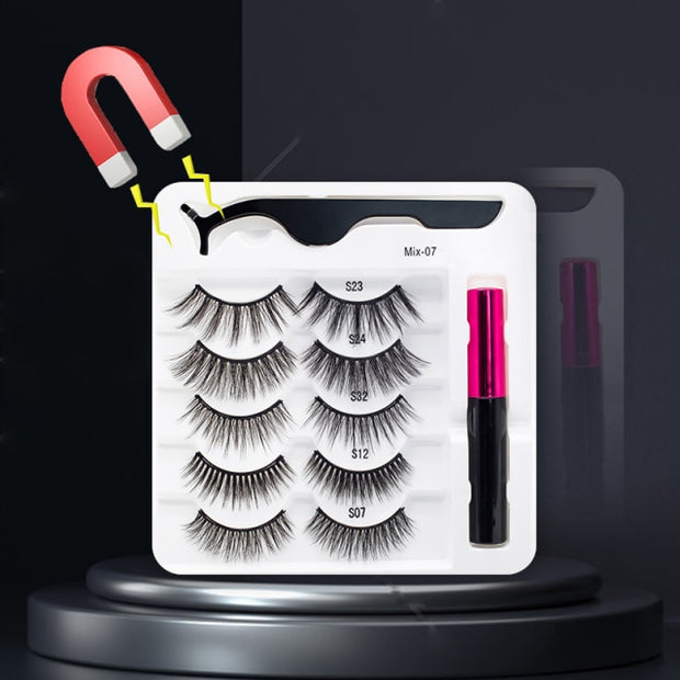 Magnetic Eyelashes, Waterproof Liquid Eyeliner With Tweezer Makeup Set