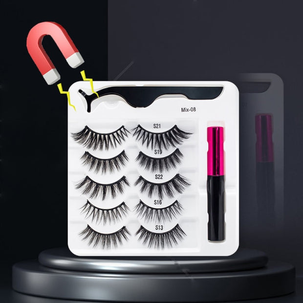 Magnetic Eyelashes, Waterproof Liquid Eyeliner With Tweezer Makeup Set