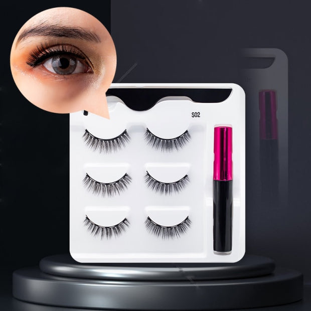 Magnetic Eyelashes, Waterproof Liquid Eyeliner With Tweezer Makeup Set