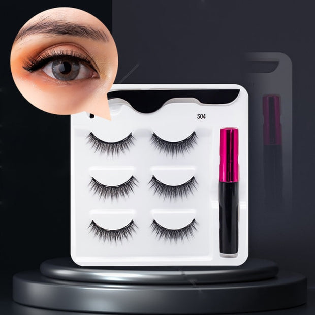 Magnetic Eyelashes, Waterproof Liquid Eyeliner With Tweezer Makeup Set