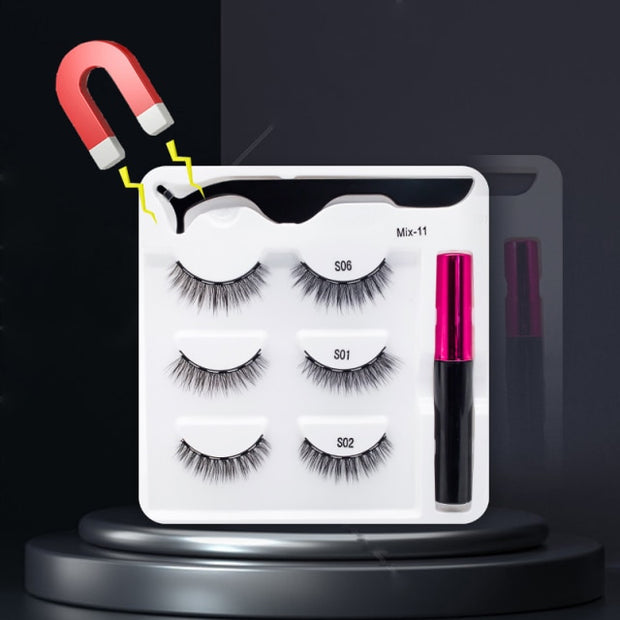 Magnetic Eyelashes, Waterproof Liquid Eyeliner With Tweezer Makeup Set