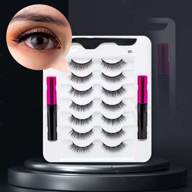 Magnetic Eyelashes, Waterproof Liquid Eyeliner With Tweezer Makeup Set