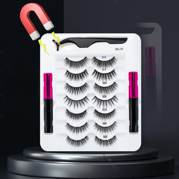 Magnetic Eyelashes, Waterproof Liquid Eyeliner With Tweezer Makeup Set