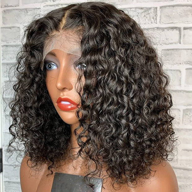Water Wave Short Bob Curly Wig 13x4 Lace Frontal Wigs