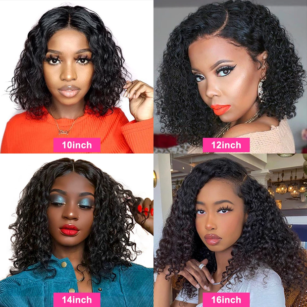 Water Wave Short Bob Curly Wig 13x4 Lace Frontal Wigs