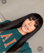 Remy Straight Wig With Bangs