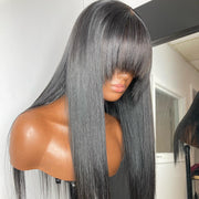 Remy Straight Wig With Bangs