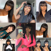 Straight Hair With Bangs Fringe Human Hair Wig