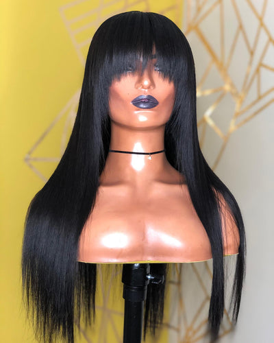 Remy Straight Wig With Bangs